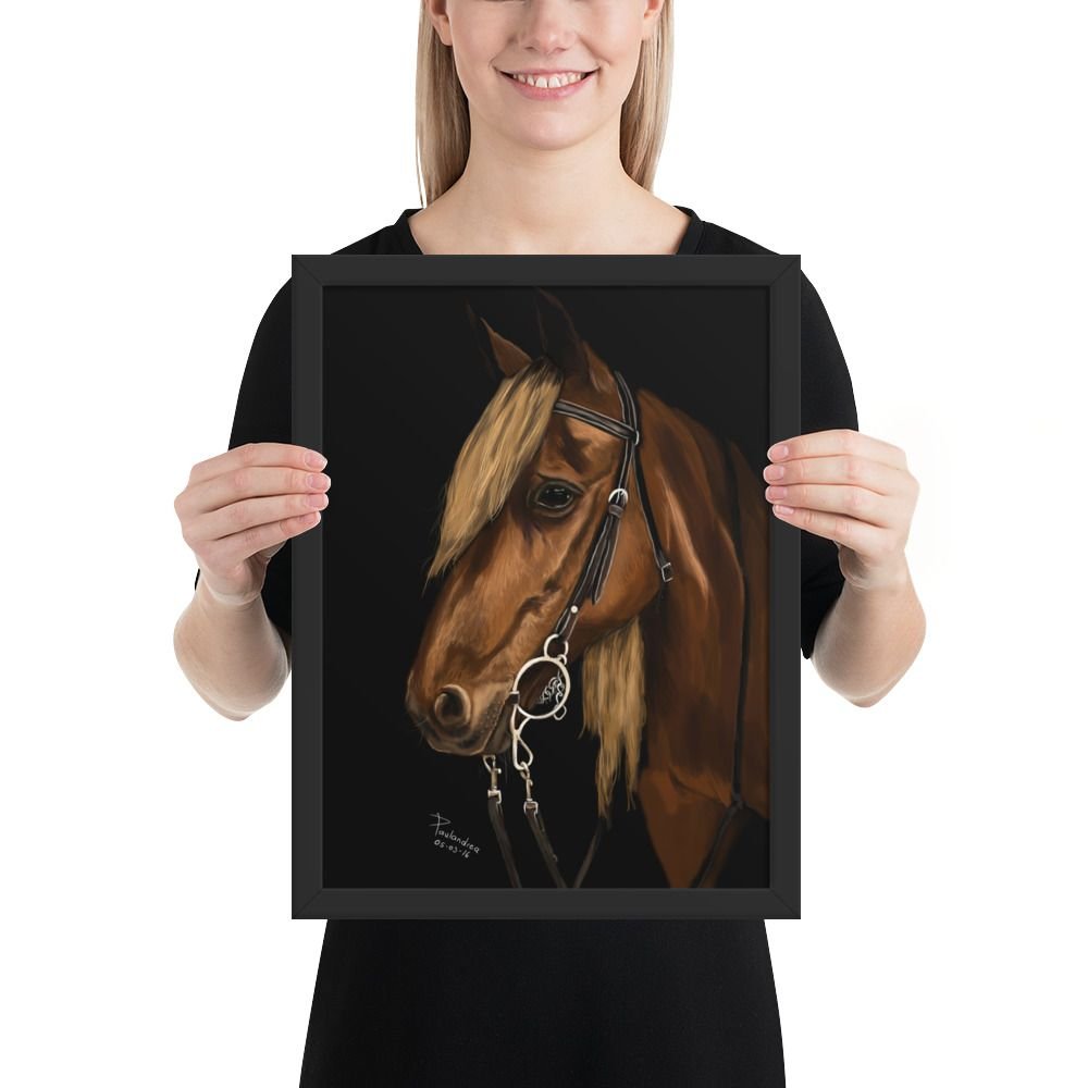 Framed Poster Beautiful Horse in the Shadows - Imagen 2
