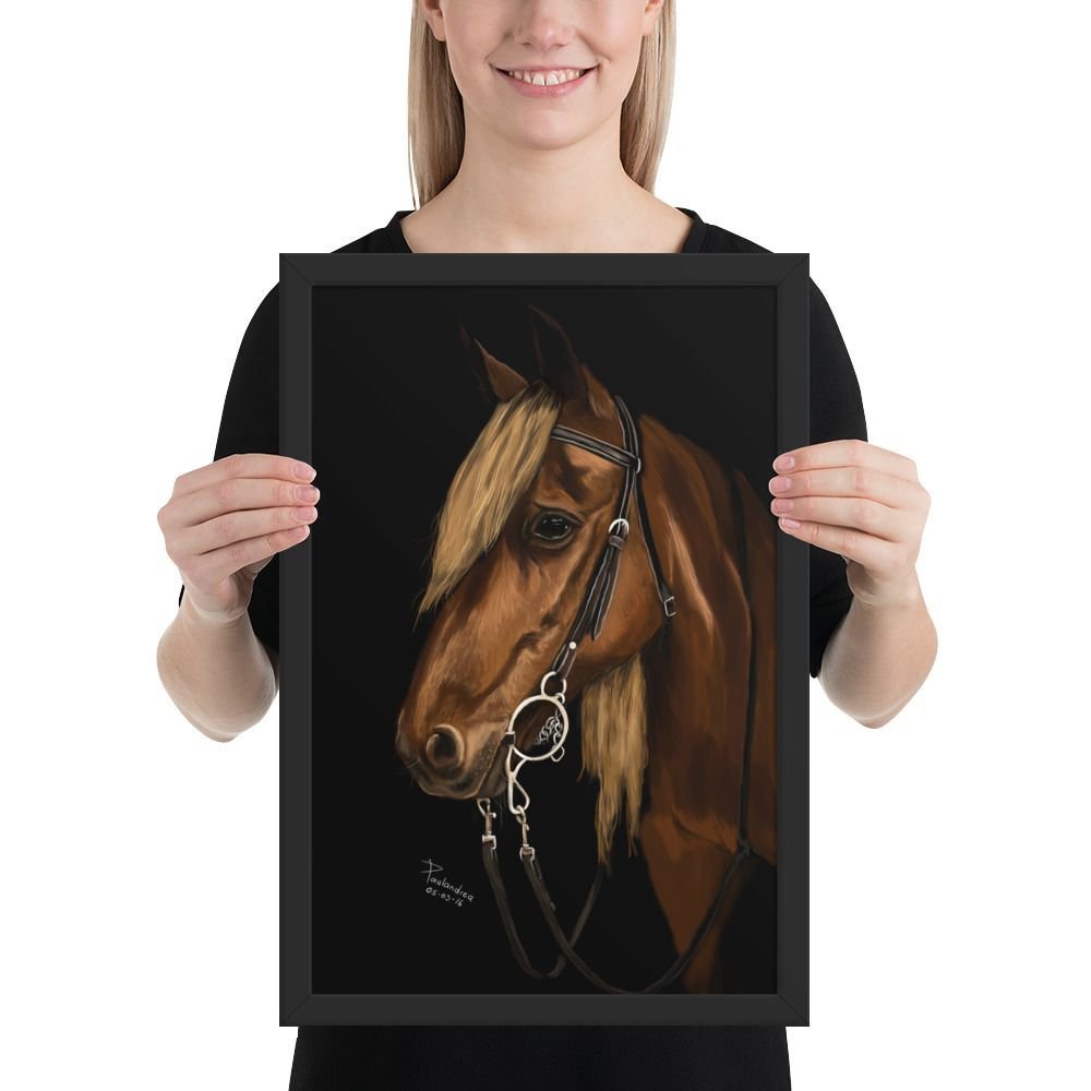 Framed Poster Beautiful Horse in the Shadows - Imagen 3
