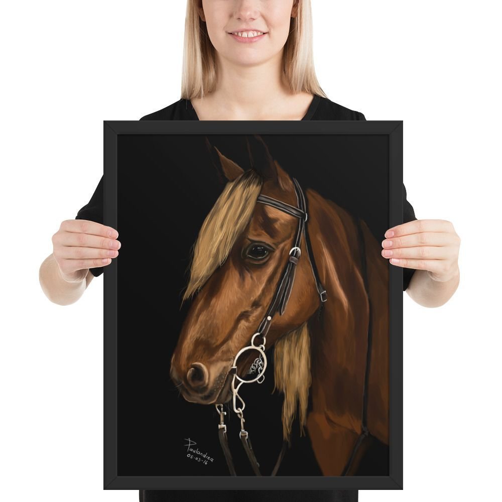 Framed Poster Beautiful Horse in the Shadows - Imagen 4