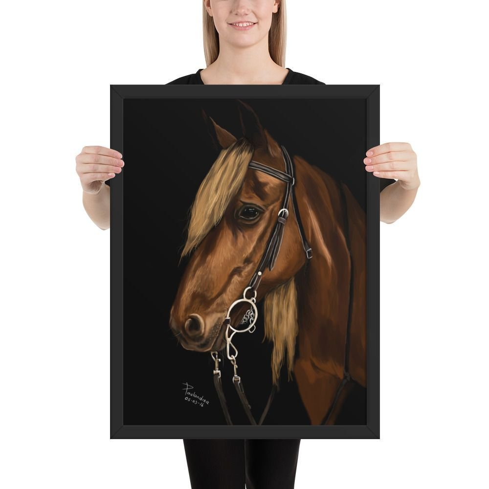 Framed Poster Beautiful Horse in the Shadows - Imagen 5