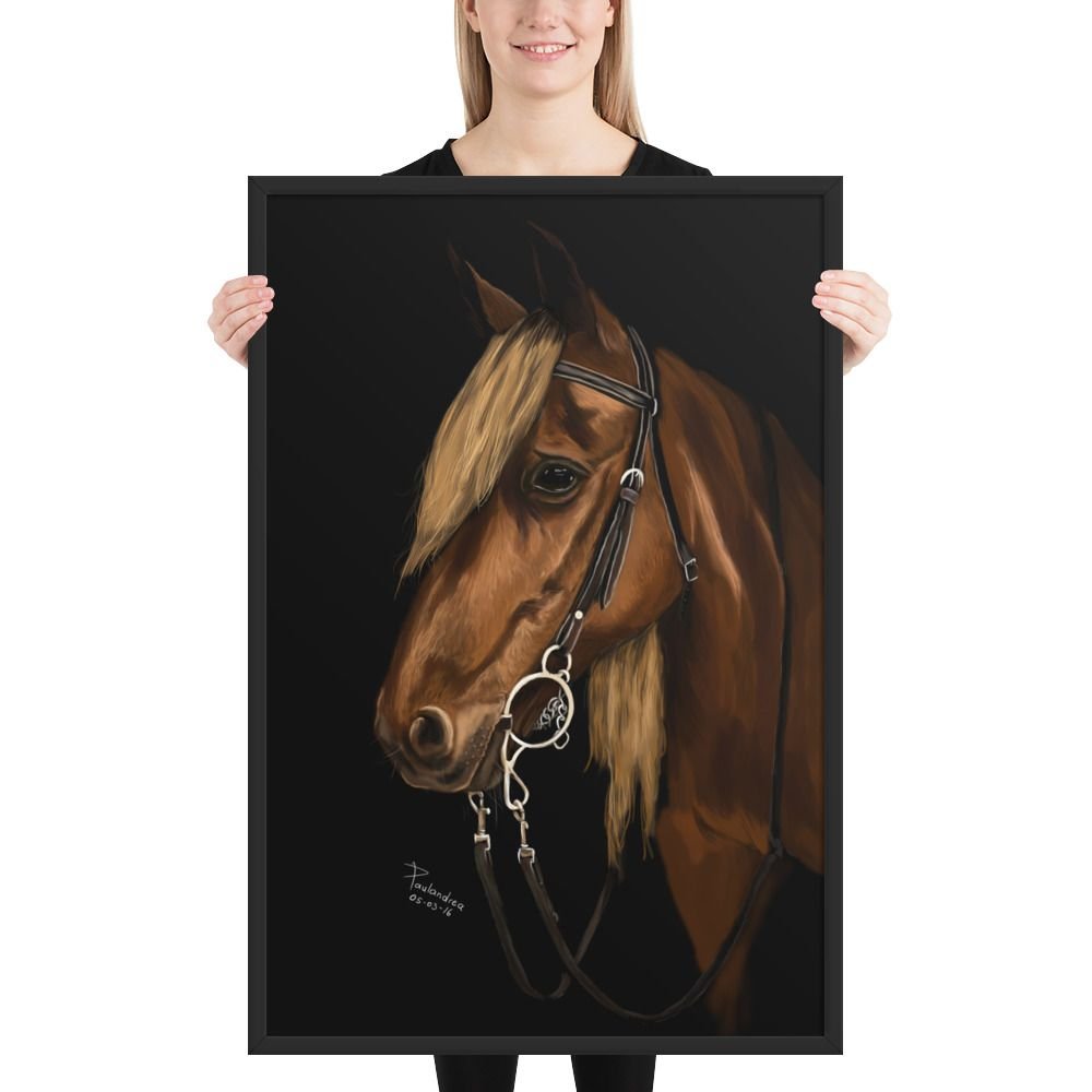 Framed Poster Beautiful Horse in the Shadows - Imagen 6