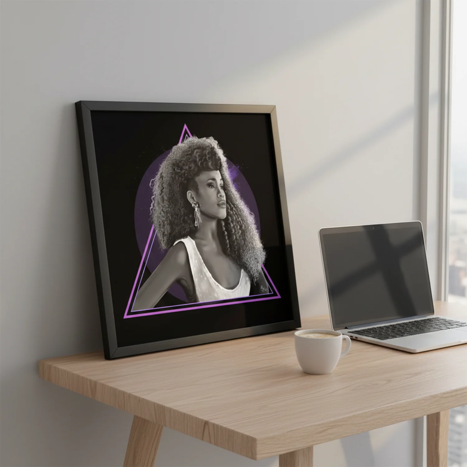 Whitney Houston Ilustration Framed Poster - Imagen 2
